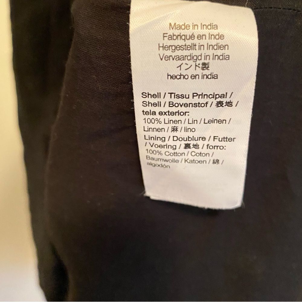 J. Crew Linen Daydream Smocked Midi Dress, Large Tall, Black puff sleeve - Picture 8 of 8